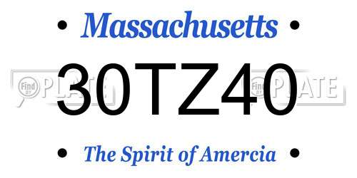 30TZ40 Massachusetts License Plate