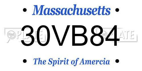30VB84 Massachusetts License Plate
