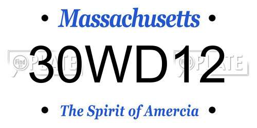 30WD12 Massachusetts License Plate