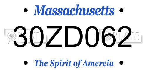 30ZD062 Massachusetts License Plate