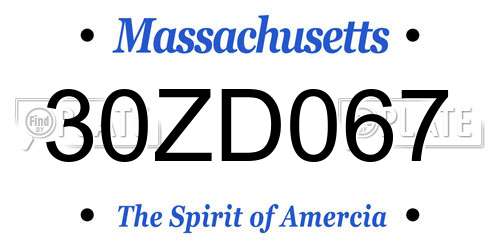 30ZD067 Massachusetts License Plate
