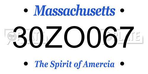 30ZO067 Massachusetts License Plate