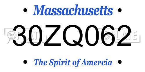 30ZQ062 Massachusetts License Plate