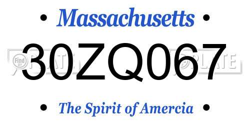 30ZQ067 Massachusetts License Plate