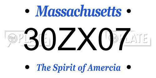 30ZX07 Massachusetts License Plate