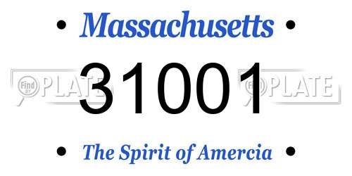 31001 Massachusetts License Plate
