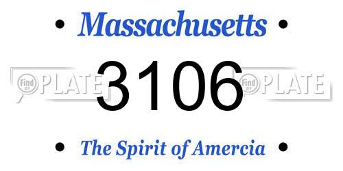 3106 Massachusetts License Plate