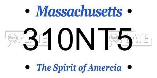 310NT5 Massachusetts License Plate