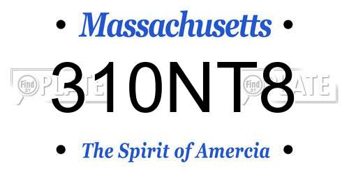 310NT8 Massachusetts License Plate