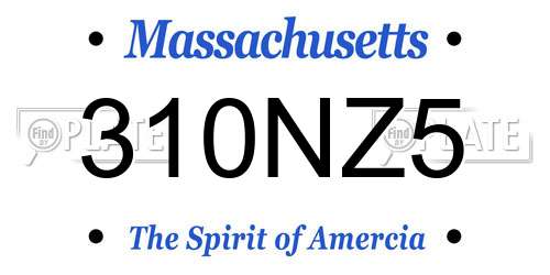 310NZ5 Massachusetts License Plate