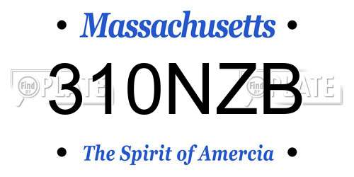 310NZB Massachusetts License Plate