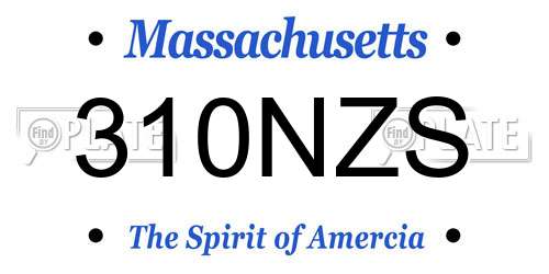 310NZS Massachusetts License Plate