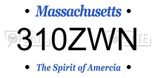 310ZWN Massachusetts License Plate
