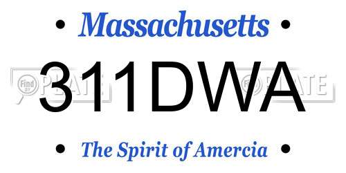 311DWA Massachusetts License Plate
