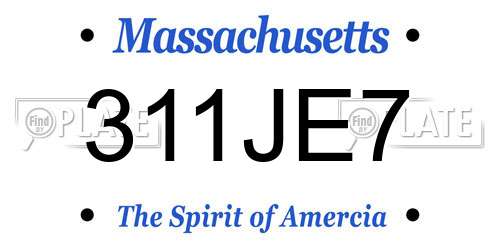 311JE7 Massachusetts License Plate