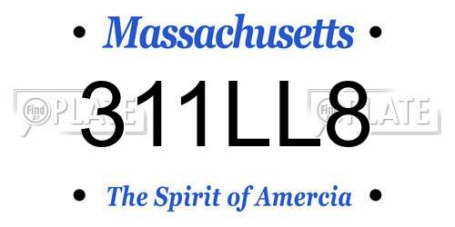 311LL8 Massachusetts License Plate