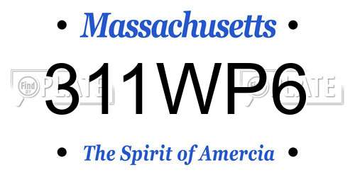 311WP6 Massachusetts License Plate