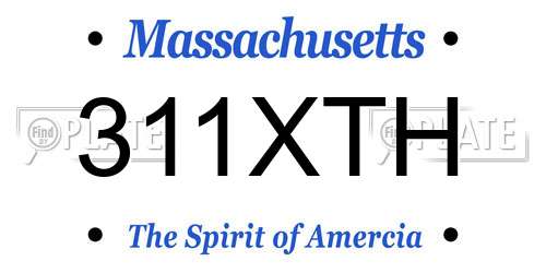 311XTH Massachusetts License Plate