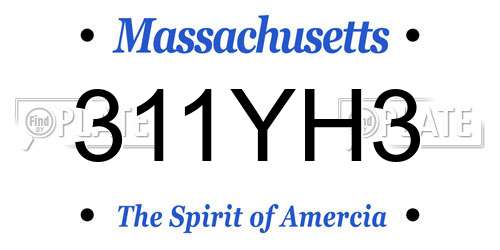 311YH3 Massachusetts License Plate
