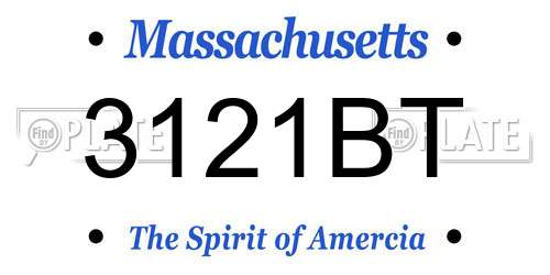 3121BT Massachusetts License Plate