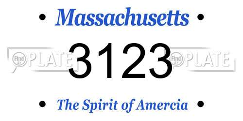 3123 Massachusetts License Plate