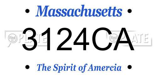 3124CA Massachusetts License Plate