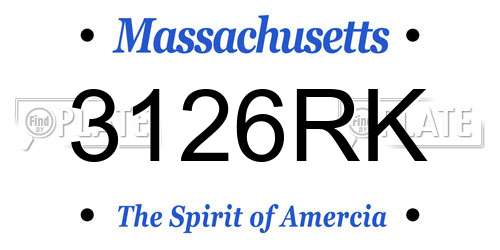 3126RK Massachusetts License Plate