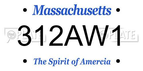 312AW1 Massachusetts License Plate