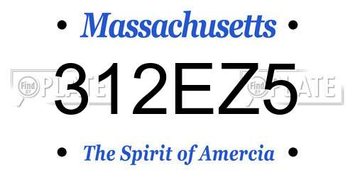312EZ5 Massachusetts License Plate