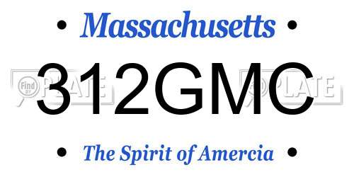 312GMC Massachusetts License Plate
