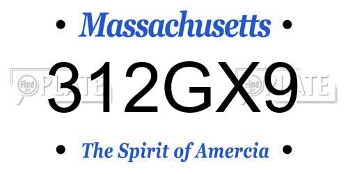312GX9 Massachusetts License Plate