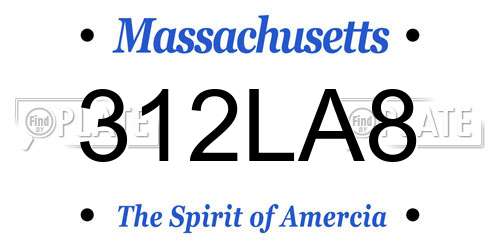 312LA8 Massachusetts License Plate
