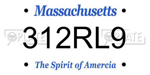 312RL9 Massachusetts License Plate