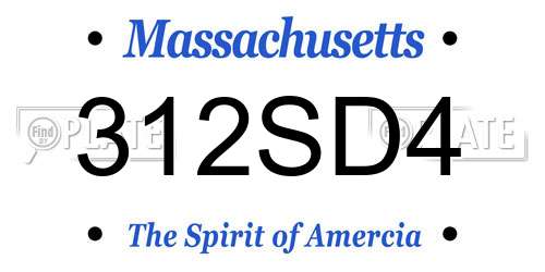 312SD4 Massachusetts License Plate