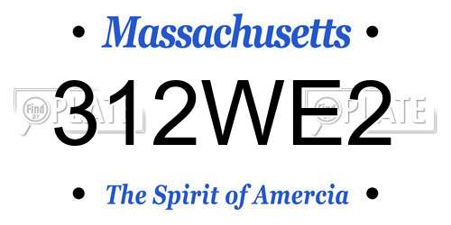 312WE2 Massachusetts License Plate