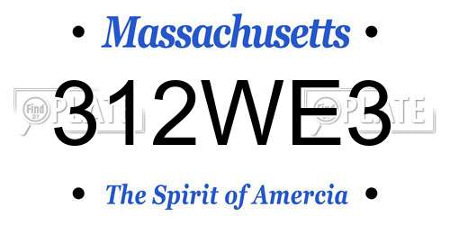 312WE3 Massachusetts License Plate