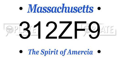 312ZF9 Massachusetts License Plate