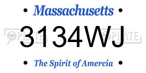 3134WJ Massachusetts License Plate