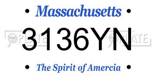 3136YN Massachusetts License Plate