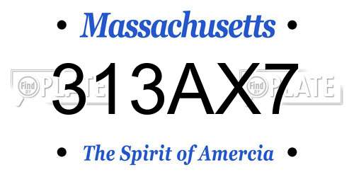 313AX7 Massachusetts License Plate
