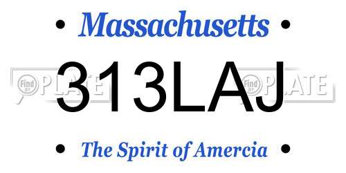 313LAJ Massachusetts License Plate