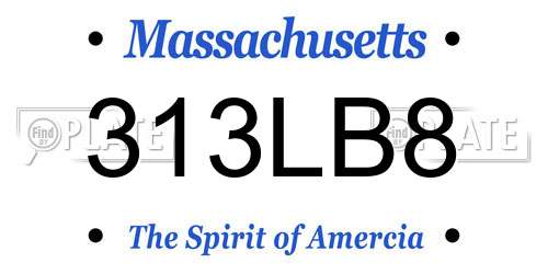 313LB8 Massachusetts License Plate