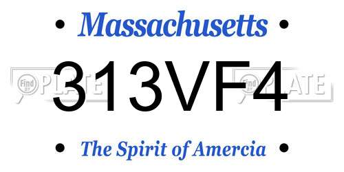 313VF4 Massachusetts License Plate