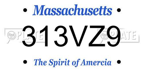 313VZ9 Massachusetts License Plate