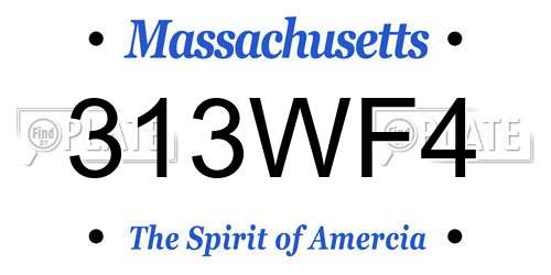 313WF4 Massachusetts License Plate