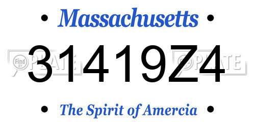 31419Z4 Massachusetts License Plate