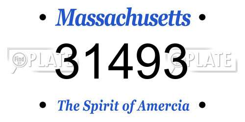 31493 Massachusetts License Plate