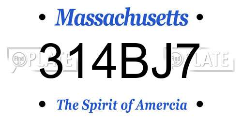 314BJ7 Massachusetts License Plate