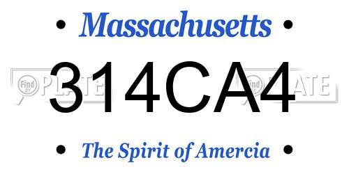 314CA4 Massachusetts License Plate