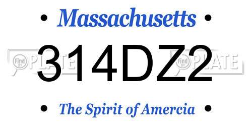 314DZ2 Massachusetts License Plate